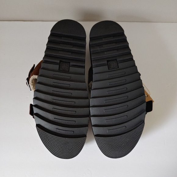 NEW Dr. Martens Myles Suede Fur-lined Buckle Slide Sandals Dark Brown Size 13 - Picture 13 of 16